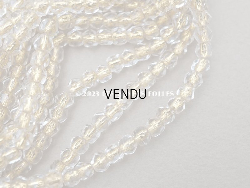 画像7: アンティーク ガラスビーズ カット入り クリア&ゴールド 約4×3.6mm