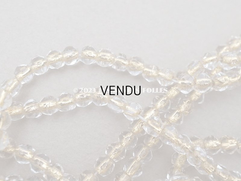 画像9: アンティーク ガラスビーズ カット入り クリア&ゴールド 約4×3.6mm