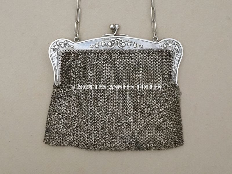 画像6: 1900年頃 アンティーク 鈴蘭柄 メタルメッシュの小さなバッグ 