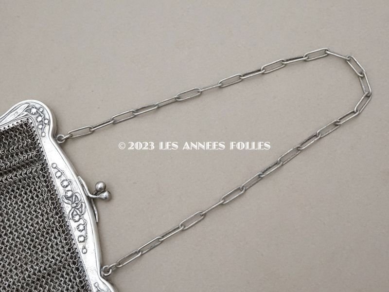 画像10: 1900年頃 アンティーク 鈴蘭柄 メタルメッシュの小さなバッグ 