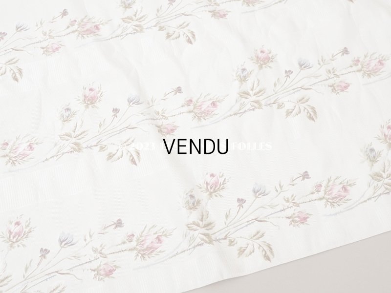 画像3: 未使用 1900年頃 アンティーク 薔薇模様 シルク製ファブリック フロッキー加工 54cm幅