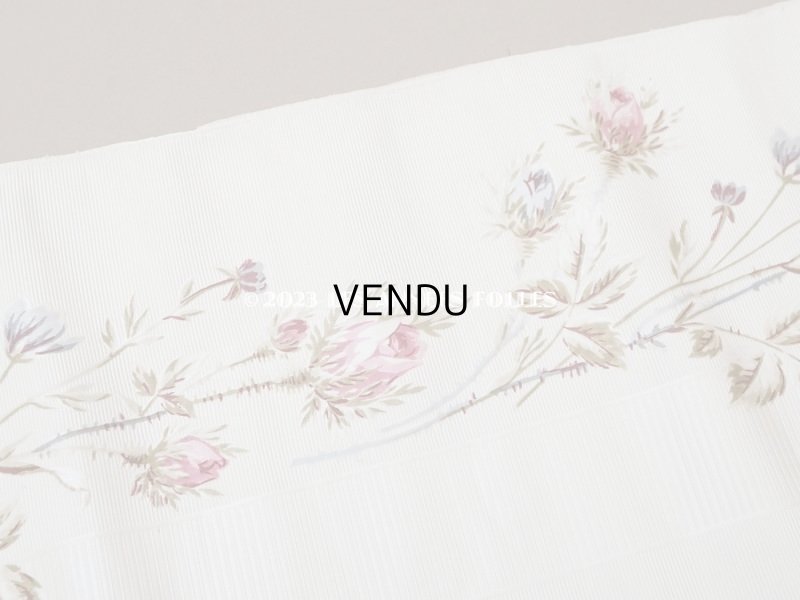 画像11: 未使用 1900年頃 アンティーク 薔薇模様 シルク製ファブリック フロッキー加工 54cm幅