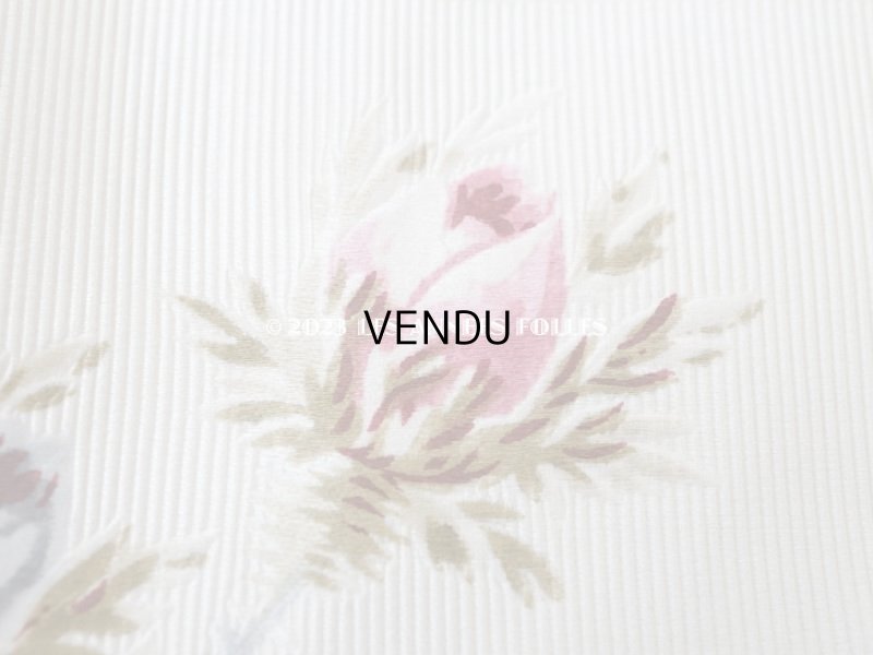 画像6: 未使用 1900年頃 アンティーク 薔薇模様 シルク製ファブリック フロッキー加工 54cm幅