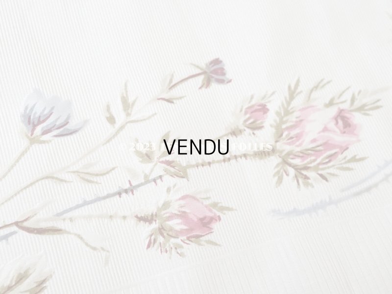 画像7: 未使用 1900年頃 アンティーク 薔薇模様 シルク製ファブリック フロッキー加工 54cm幅