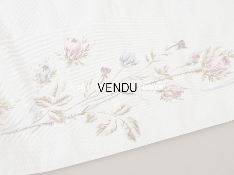 画像12: 未使用 1900年頃 アンティーク 薔薇模様 シルク製ファブリック フロッキー加工 54cm幅
