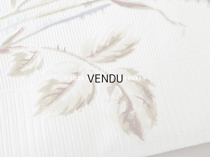 画像8: 未使用 1900年頃 アンティーク 薔薇模様 シルク製ファブリック フロッキー加工 54cm幅