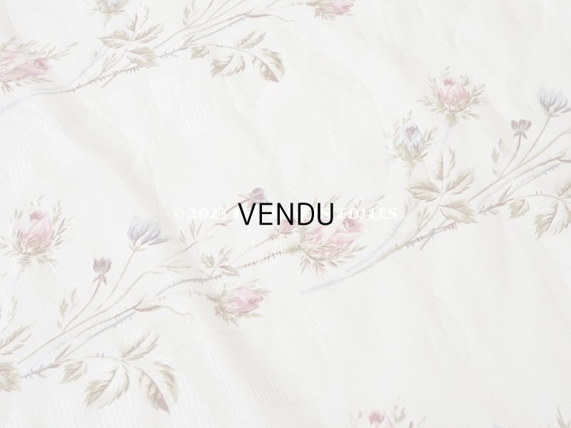 画像10: 未使用 1900年頃 アンティーク 薔薇模様 シルク製ファブリック フロッキー加工 54cm幅