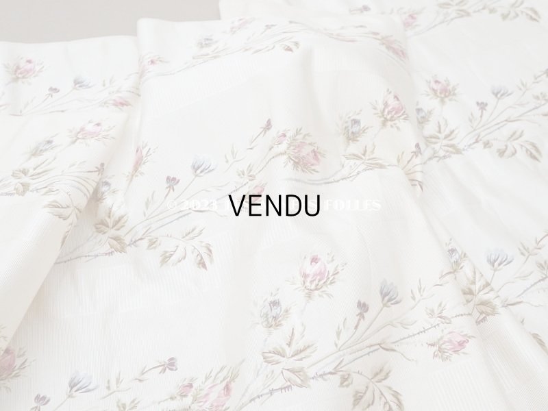 画像4: 未使用 1900年頃 アンティーク 薔薇模様 シルク製ファブリック フロッキー加工 54cm幅