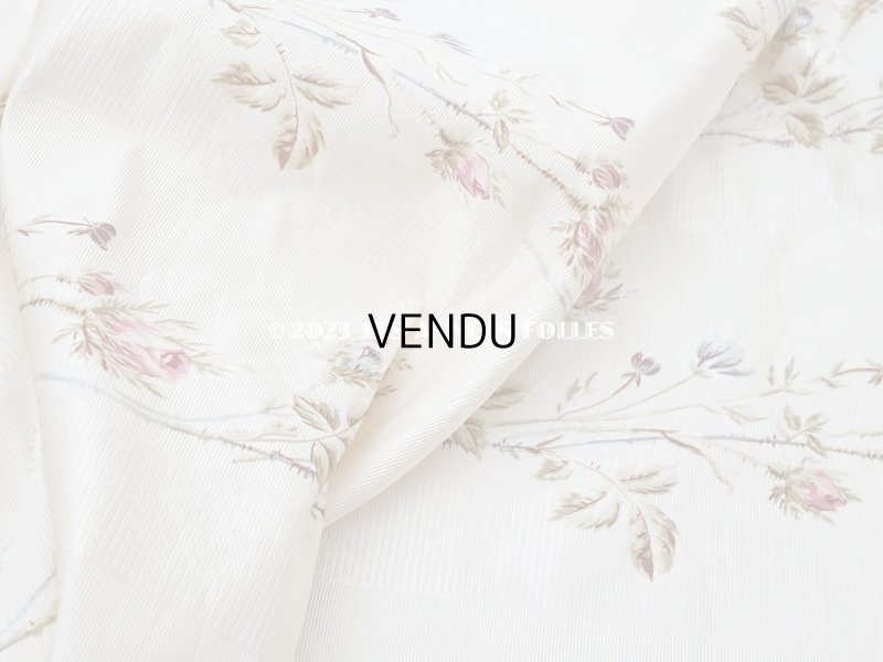 画像5: 未使用 1900年頃 アンティーク 薔薇模様 シルク製ファブリック フロッキー加工 54cm幅