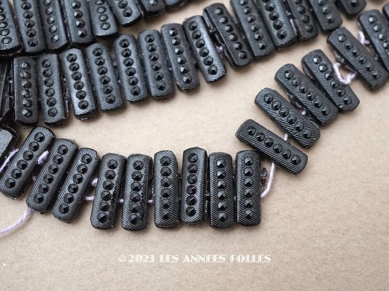 画像1: アンティーク フレンチジェットのビーズ 5×14mm 