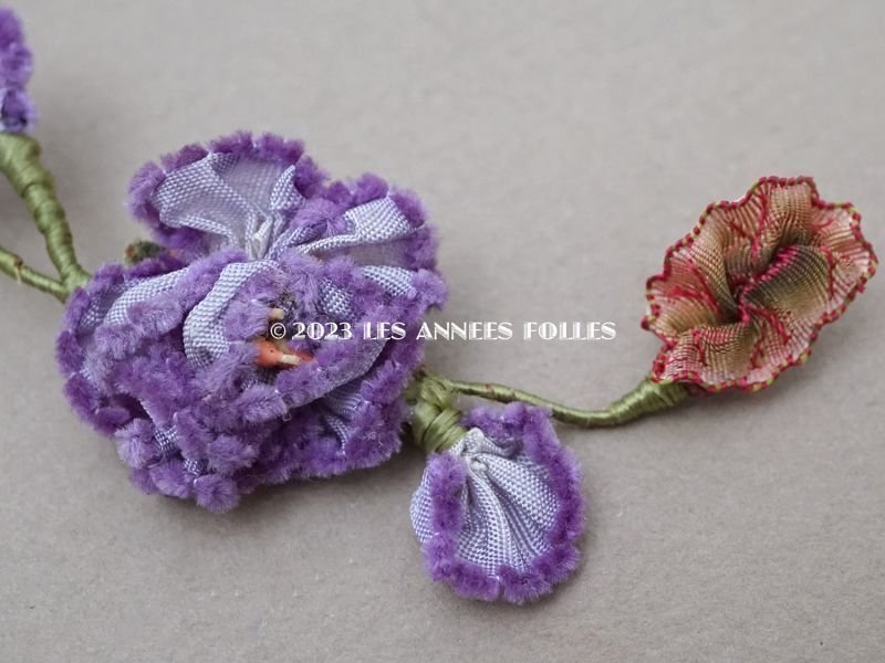 画像4: アンティーク シルク製 ロココモチーフ 紫