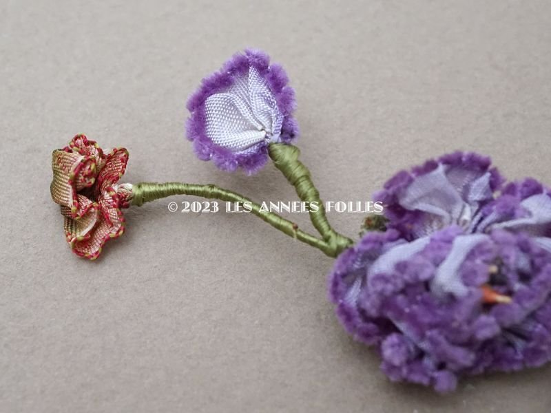画像3: アンティーク シルク製 ロココモチーフ 紫