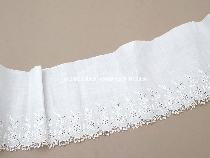 画像7: アンティーク 幅広 カットワークレース 花刺繍入り 幅17.3cm