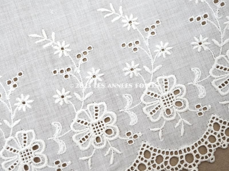 画像5: アンティーク 幅広 カットワークレース 花刺繍入り 幅17.3cm