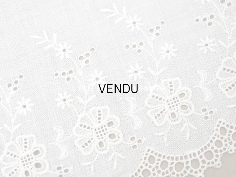 画像5: ＊蚤の市＊アンティーク 幅広 カットワークレース 花刺繍入り 幅17.3cm