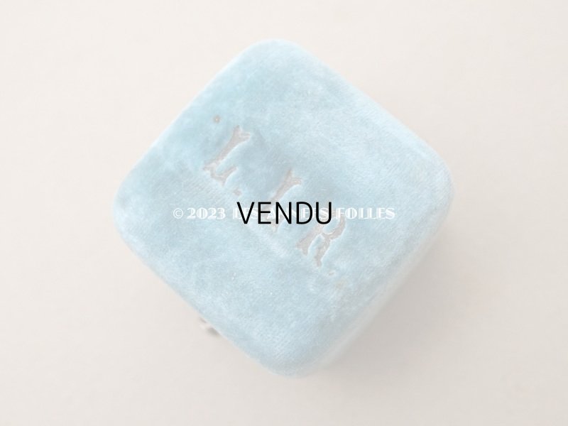 画像3: 19世紀 アンティーク リングボックス イニシャル入り　ブルーのベルベット ジュエリーボックス 