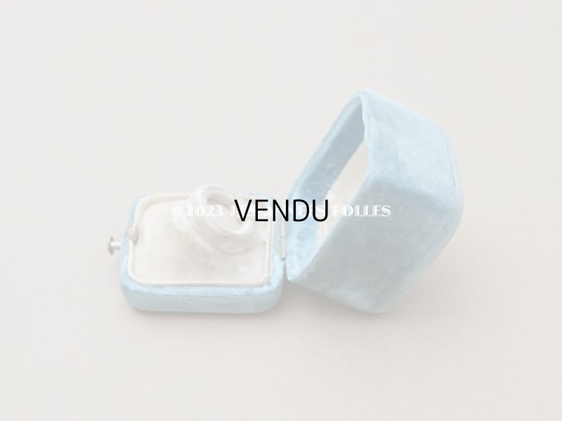 画像7: 19世紀 アンティーク リングボックス イニシャル入り　ブルーのベルベット ジュエリーボックス 