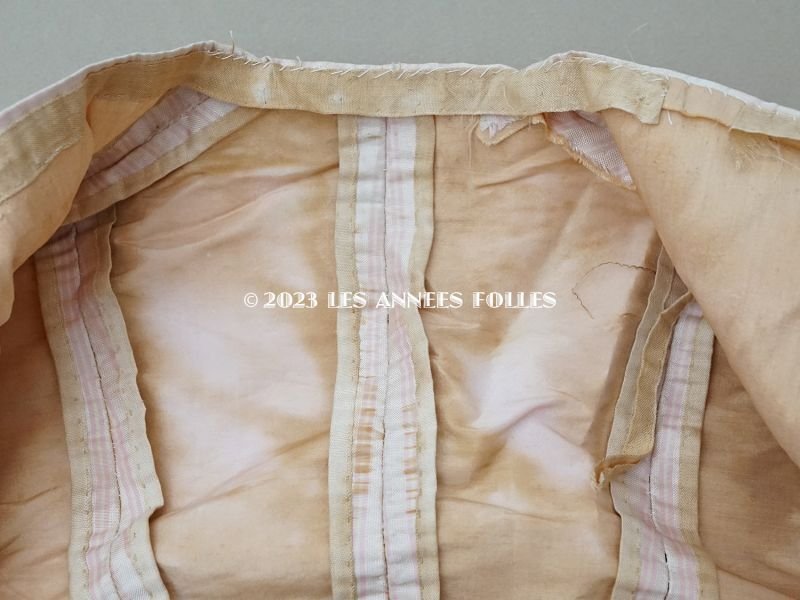 画像18: 1900年頃 アンティーク 少女のコルサージュ シルク製 ピンクのストライプ