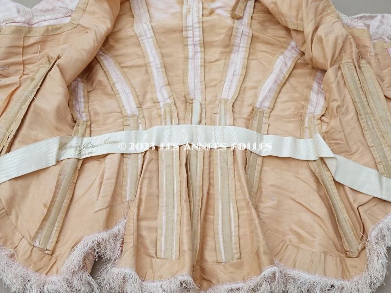 画像17: 1900年頃 アンティーク 少女のコルサージュ シルク製 ピンクのストライプ