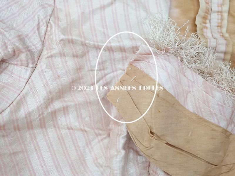 画像4: 1900年頃 アンティーク 少女のコルサージュ シルク製 ピンクのストライプ