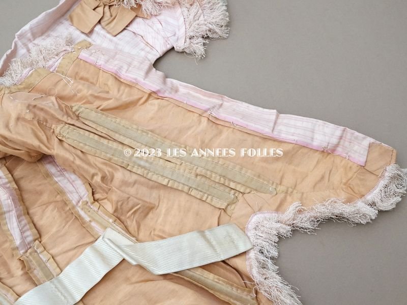 画像22: 1900年頃 アンティーク 少女のコルサージュ シルク製 ピンクのストライプ