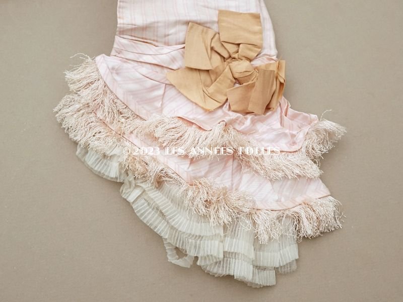 画像12: 1900年頃 アンティーク 少女のコルサージュ シルク製 ピンクのストライプ