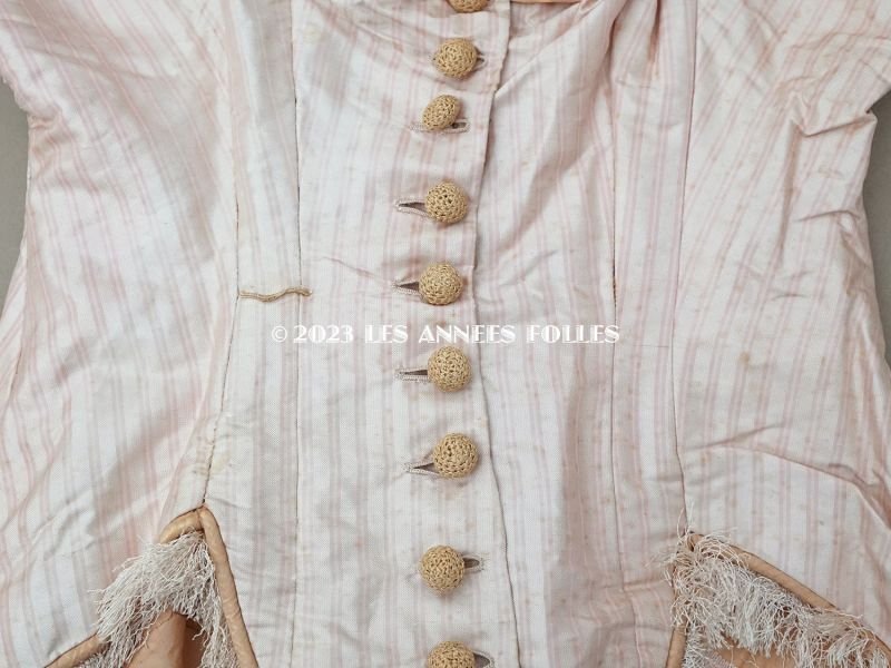 画像6: 1900年頃 アンティーク 少女のコルサージュ シルク製 ピンクのストライプ