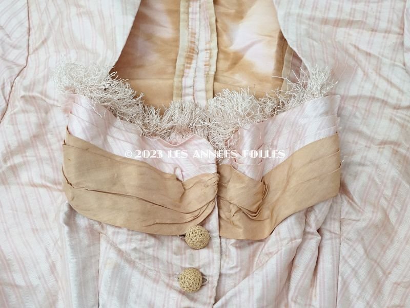 画像3: 1900年頃 アンティーク 少女のコルサージュ シルク製 ピンクのストライプ