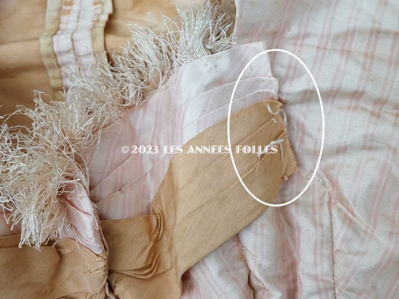 画像5: 1900年頃 アンティーク 少女のコルサージュ シルク製 ピンクのストライプ