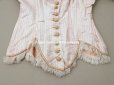 画像7: 【セール対象外】1900年頃 アンティーク 少女のコルサージュ シルク製 ピンクのストライプ (7)