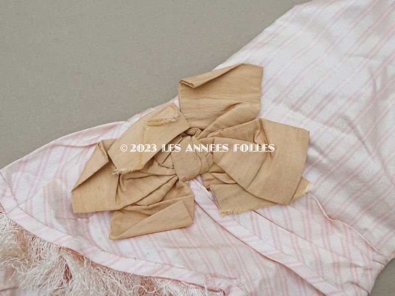 画像10: 1900年頃 アンティーク 少女のコルサージュ シルク製 ピンクのストライプ