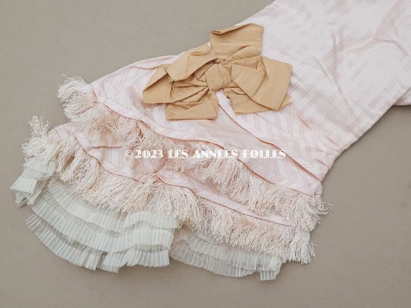 画像9: 1900年頃 アンティーク 少女のコルサージュ シルク製 ピンクのストライプ