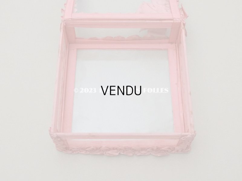 画像9: アンティーク リボンワークのガラスケース オールドローズ色 ジュエリーケース
