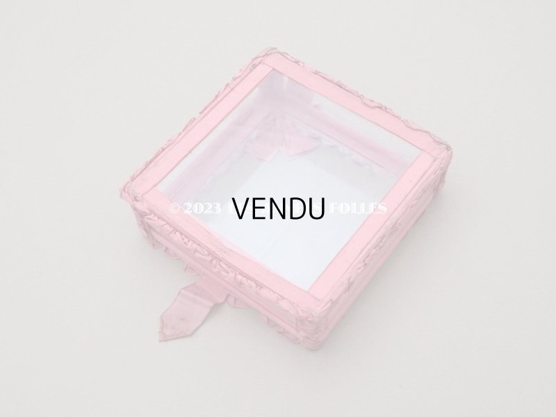 画像10: アンティーク リボンワークのガラスケース オールドローズ色 ジュエリーケース