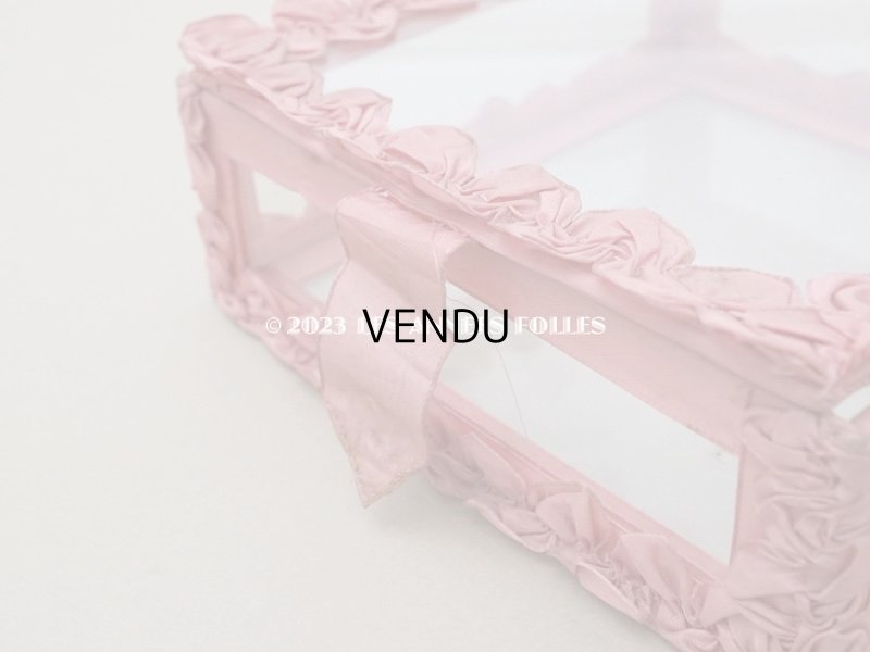 画像4: アンティーク リボンワークのガラスケース オールドローズ色 ジュエリーケース