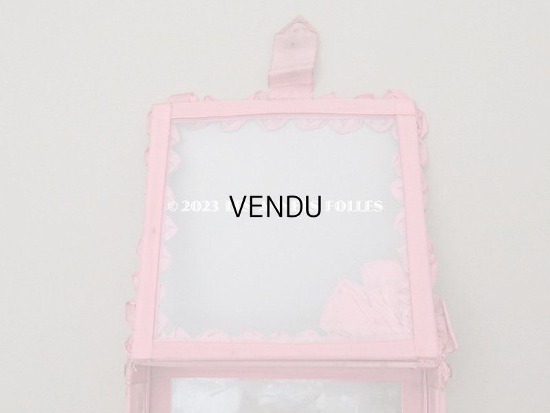 画像8: アンティーク リボンワークのガラスケース オールドローズ色 ジュエリーケース