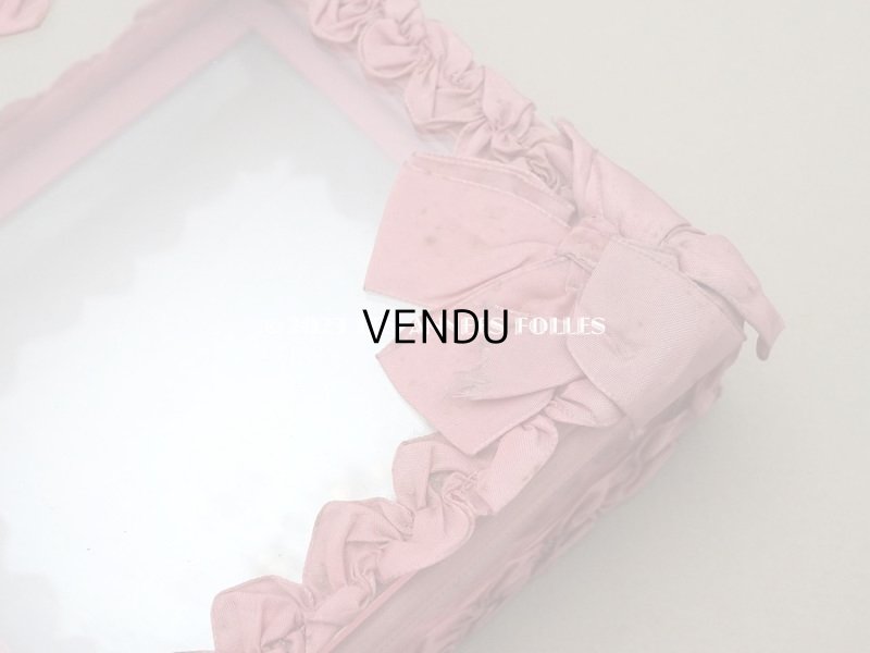 画像3: アンティーク リボンワークのガラスケース オールドローズ色 ジュエリーケース