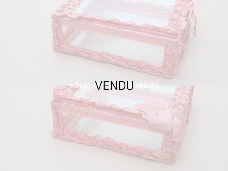 画像6: アンティーク リボンワークのガラスケース オールドローズ色 ジュエリーケース