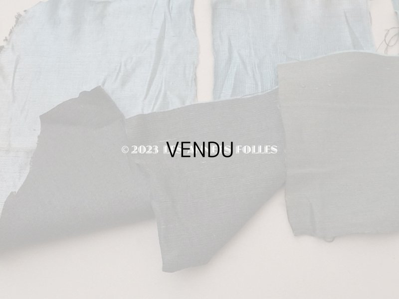 画像3: 18世紀 アンティーク シルクサテンのファブリック 7点セット サフィレット色