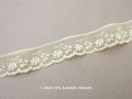 1920年頃 アンティーク 薔薇模様のヴァランシエンヌレース アイボリー　2.5cm幅