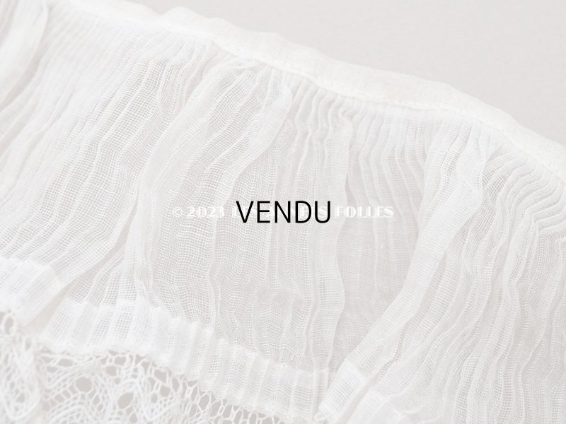 画像3: 【クリスマスセール2023対象外】1900年代 アンティーク ドレスの裾  レース付きプリーツ  1.9m 幅10cm コットンオーガンジー