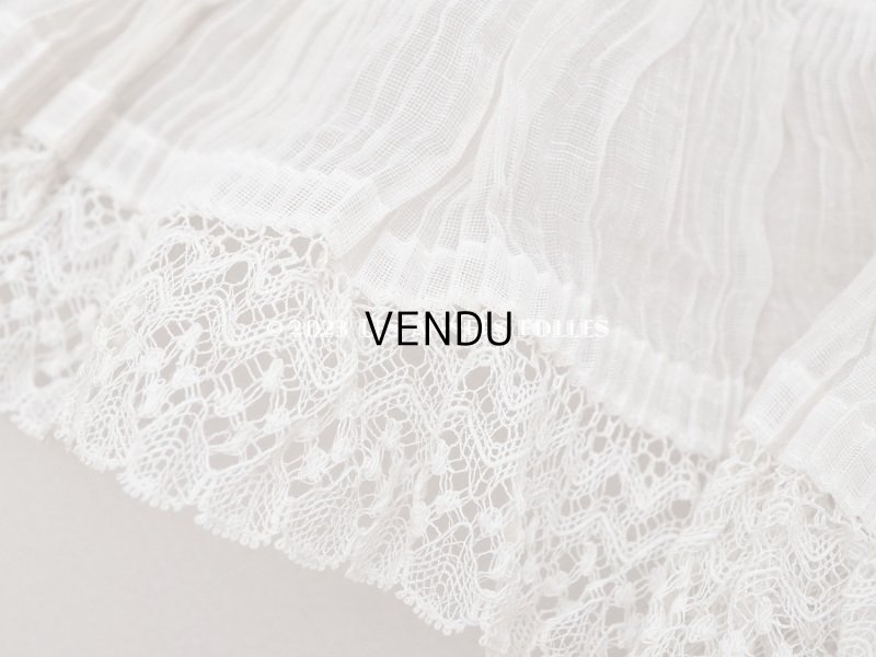 画像4: 【クリスマスセール2023対象外】1900年代 アンティーク ドレスの裾  レース付きプリーツ  1.9m 幅10cm コットンオーガンジー