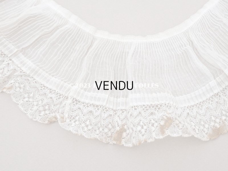 画像10: 【クリスマスセール2023対象外】1900年代 アンティーク ドレスの裾  レース付きプリーツ  1.9m 幅10cm コットンオーガンジー