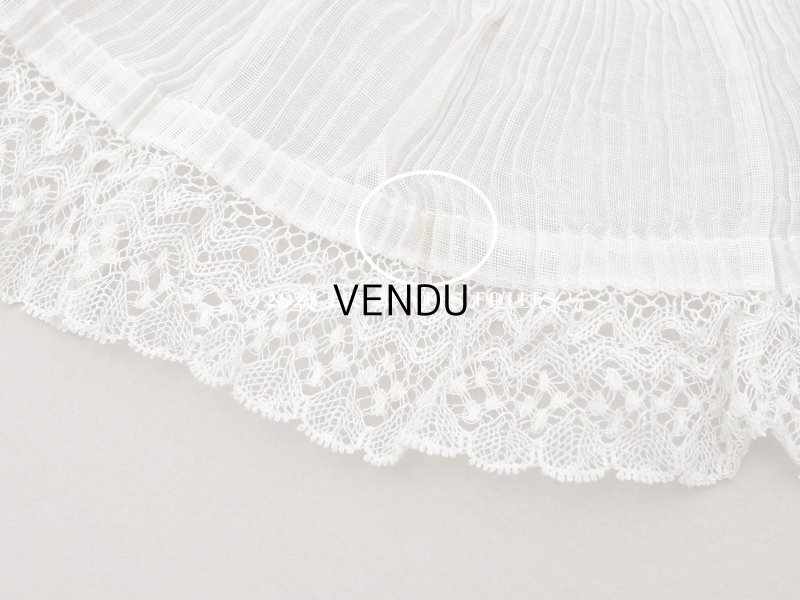 画像11: 【クリスマスセール2023対象外】1900年代 アンティーク ドレスの裾  レース付きプリーツ  1.9m 幅10cm コットンオーガンジー