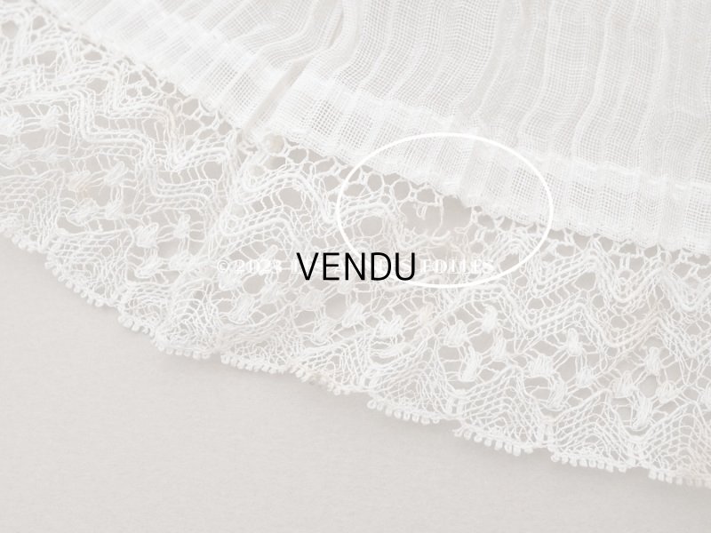 画像5: 【クリスマスセール2023対象外】1900年代 アンティーク ドレスの裾  レース付きプリーツ  1.9m 幅10cm コットンオーガンジー