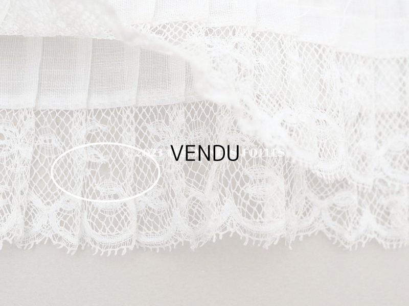 画像8: 【クリスマスセール2023対象外】1900年頃 アンティーク ドレスの裾  幅広 レース付きプリーツ  3.1m 幅21.5cm コットンオーガンジー