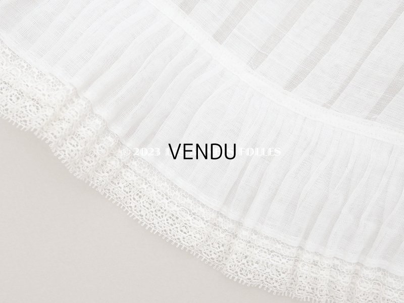 画像4: 【クリスマスセール2023対象外】1900年頃 アンティーク ドレスの裾  幅広　レース付きプリーツ 2.65m 幅17.5cm　コットンオーガンジー