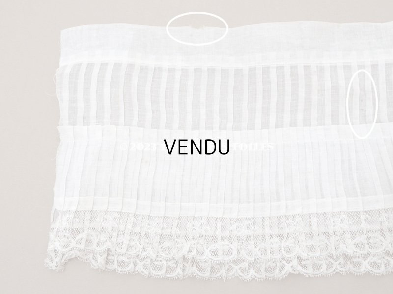 画像7: 【クリスマスセール2023対象外】1900年頃 アンティーク ドレスの裾  幅広 レース付きプリーツ  3.1m 幅21.5cm コットンオーガンジー