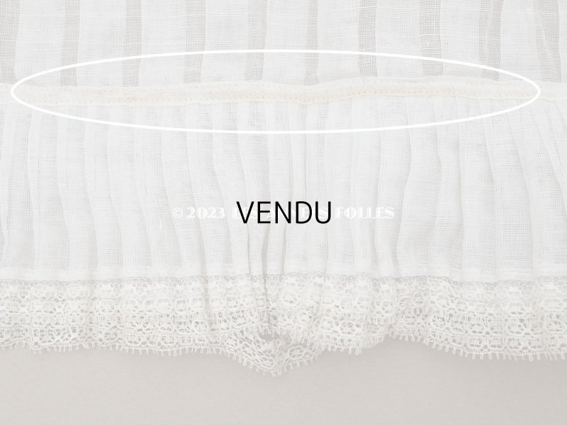 画像11: 【クリスマスセール2023対象外】1900年頃 アンティーク ドレスの裾  幅広　レース付きプリーツ 2.65m 幅17.5cm　コットンオーガンジー