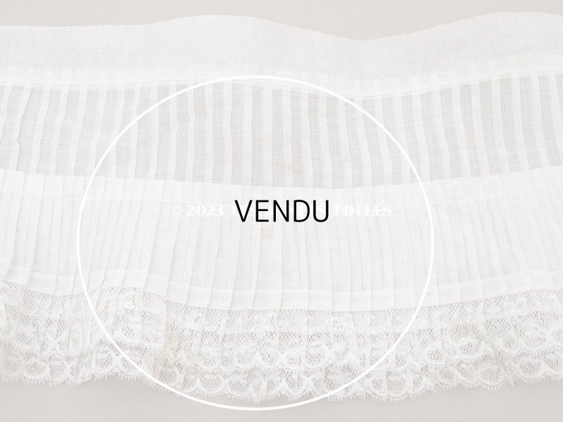 画像14: 【クリスマスセール2023対象外】1900年頃 アンティーク ドレスの裾  幅広 レース付きプリーツ  3.1m 幅21.5cm コットンオーガンジー